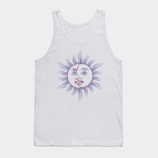 Hand Drawn Sun and Moon Occult Symbol Tank Top